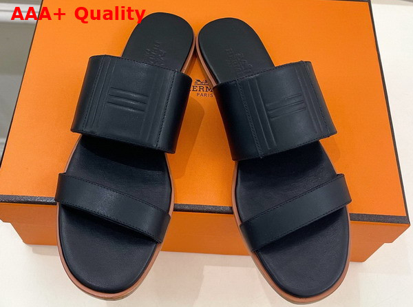 Hermes Mona Sandal in Noir Calfskin Replica