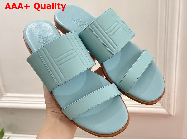 Hermes Mona Sandal in Sky Blue Calfskin Replica