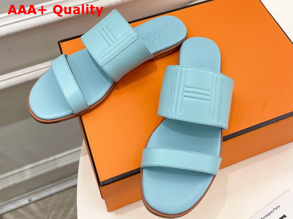 Hermes Mona Sandal in Sky Blue Calfskin Replica