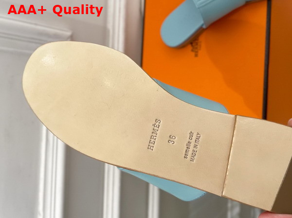 Hermes Mona Sandal in Sky Blue Calfskin Replica