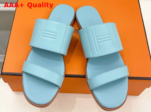 Hermes Mona Sandal in Sky Blue Calfskin Replica