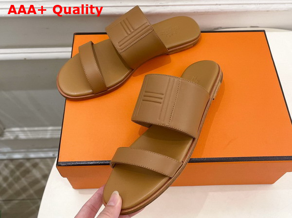 Hermes Mona Sandal in Tan Calfskin Replica