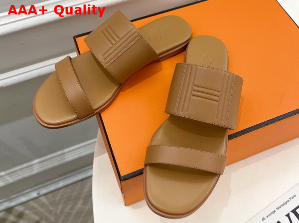 Hermes Mona Sandal in Tan Calfskin Replica