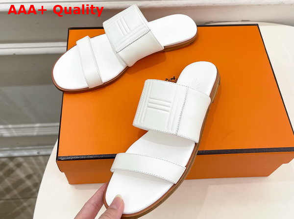 Hermes Mona Sandal in White Calfskin Replica