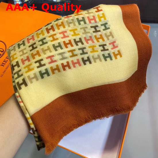 Hermes Monogram Cashmere Scarf Yellow Replica