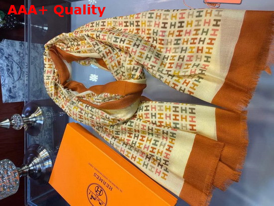 Hermes Monogram Cashmere Scarf Yellow Replica