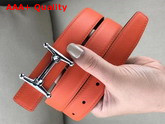 Hermes Mors H Belt Buckle Reversible Leather Strap 24mm Swift and Epsom Calfskin Black and Orange Replica