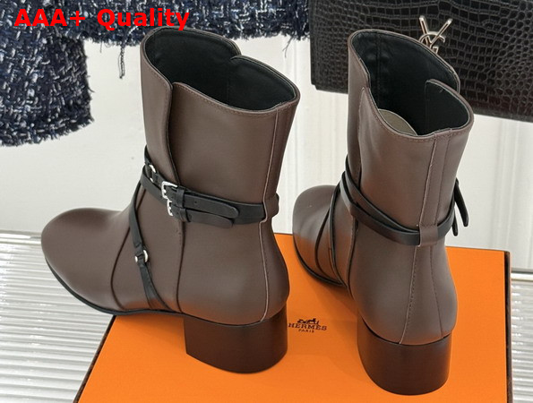 Hermes Nancy 35 Ankle Boot in Chocolate Box Calfskin Replica