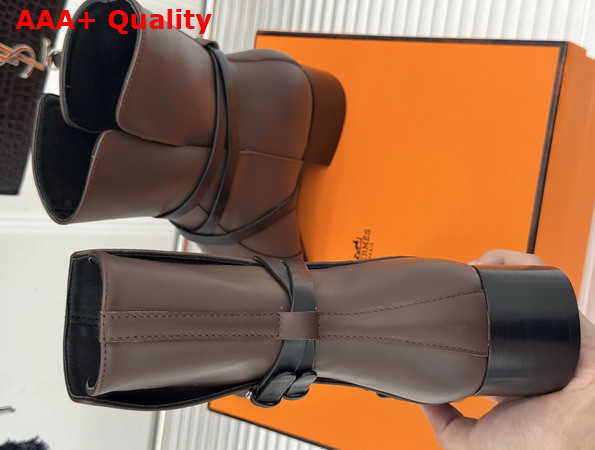 Hermes Nancy 35 Ankle Boot in Chocolate Box Calfskin Replica