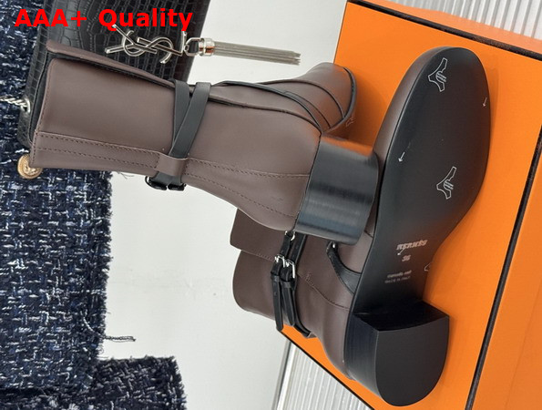Hermes Nancy 35 Ankle Boot in Chocolate Box Calfskin Replica