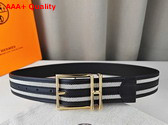 Hermes Nathan 40 Reversible Leather Belt Noir Ecru Noir Epsom Calfskin and Canvas Replica