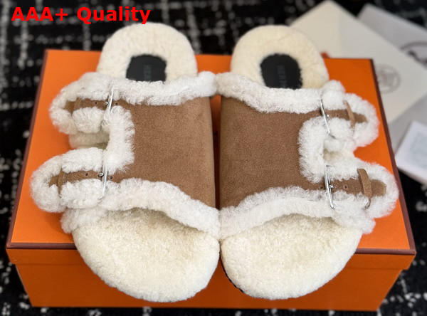 Hermes Naxos Sandal in Suede Goatskin and Shearling Replica