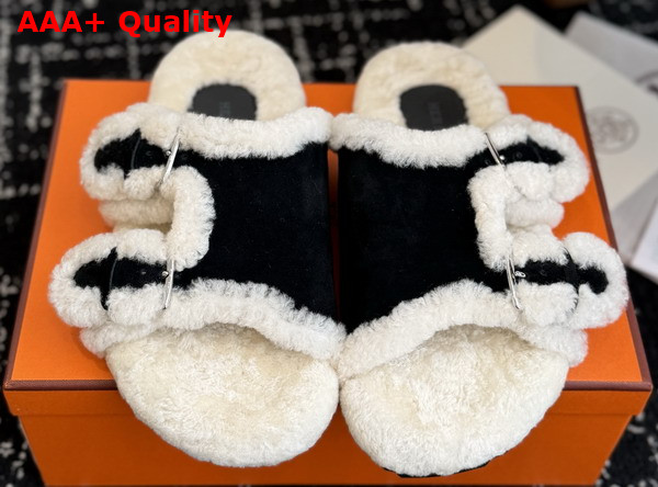 Hermes Naxos Sandal in Suede Goatskin and Shearling Replica