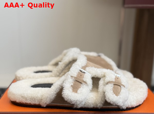 Hermes Naxos Sandal in Suede Goatskin and Shearling Replica