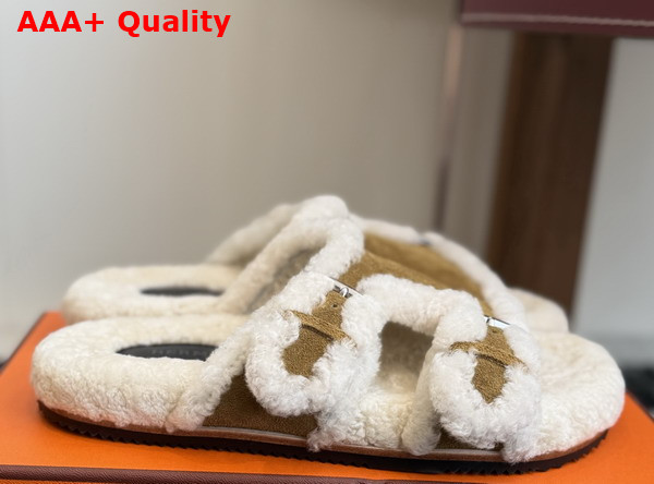 Hermes Naxos Sandal in Suede Goatskin and Shearling Replica