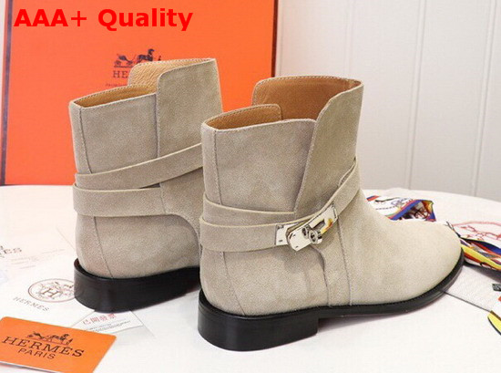 Hermes Neo Ankle Boot in Beige Suede Calfskin Replica
