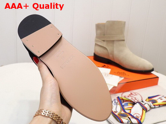 Hermes Neo Ankle Boot in Beige Suede Calfskin Replica