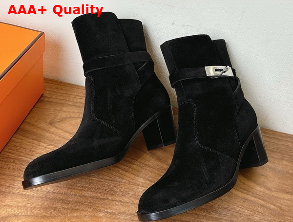 Hermes Neo Ankle Boot in Black Suede Goatskin Replica