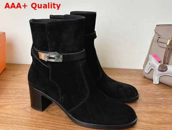 Hermes Neo Ankle Boot in Black Suede Goatskin Replica