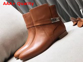 Hermes Neo Ankle Boot in Brown Calfskin with Iconic Buckle and Wrap Around Ankle Strap Replica
