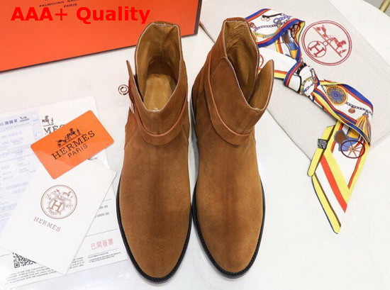 Hermes Neo Ankle Boot in Brown Suede Calfskin Replica