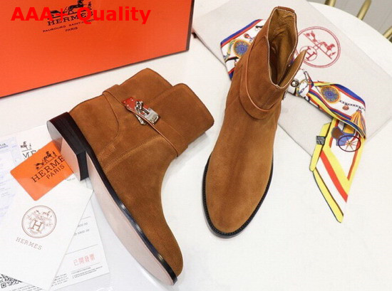 Hermes Neo Ankle Boot in Brown Suede Calfskin Replica