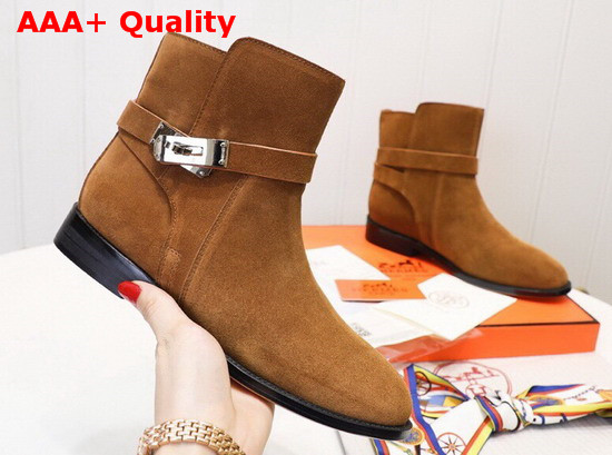 Hermes Neo Ankle Boot in Brown Suede Calfskin Replica