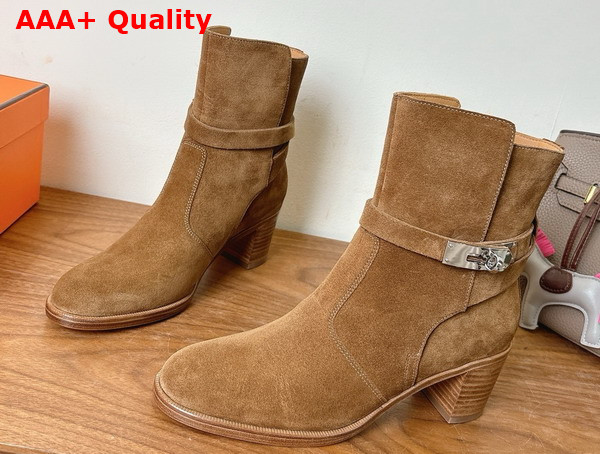 Hermes Neo Ankle Boot in Brum Fume Suede Goatskin Replica