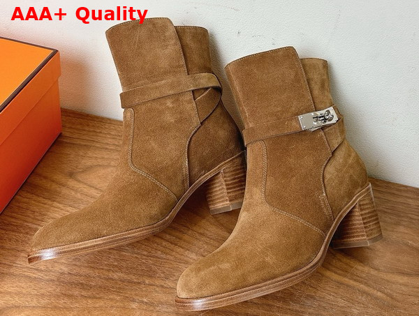 Hermes Neo Ankle Boot in Brum Fume Suede Goatskin Replica