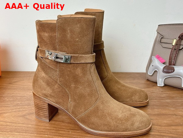 Hermes Neo Ankle Boot in Brum Fume Suede Goatskin Replica