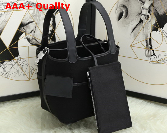 Hermes New Picotin Bag in Black Canvas and Calfskin Replica