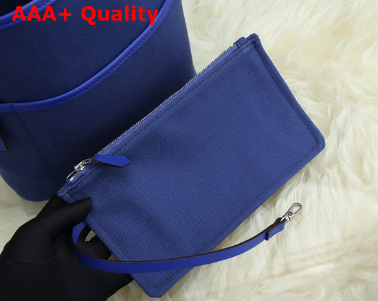 Hermes New Picotin Bag in Blue Canvas and Calfskin Replica