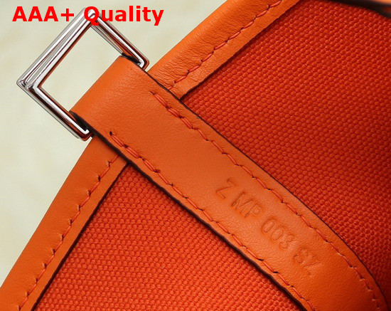 Hermes New Picotin Bag in Orange Canvas and Calfskin Replica