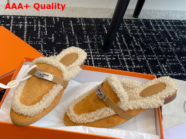 Hermes OZ Mule Natural Ecru Suede Goatskin with Shearling Lining Replica