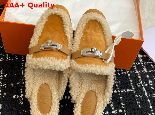 Hermes OZ Mule Natural Ecru Suede Goatskin with Shearling Lining Replica
