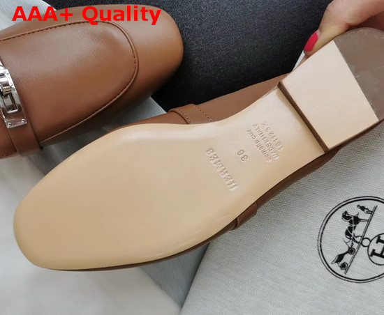 Hermes OZ Mule in Naturel Calfskin with Brides de Gala Shadow Printed Cotton Canvas Lining and Iconic Palladium Plated Buckle Replica