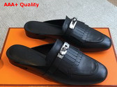 Hermes OZ Mule in Noir Fringed Calfskin Replica