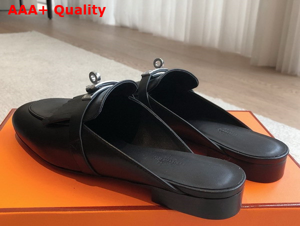 Hermes OZ Mule in Noir Fringed Calfskin Replica
