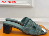 Hermes Oasis Sandal in Green Braided Suede Goatskin Replica