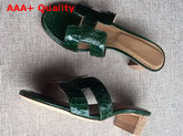 Hermes Oasis Sandal in Green Snakeskin Replica