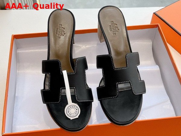 Hermes Oasis Sandal in Noir Calfskin Replica