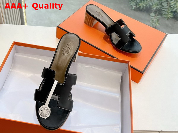 Hermes Oasis Sandal in Noir Calfskin Replica