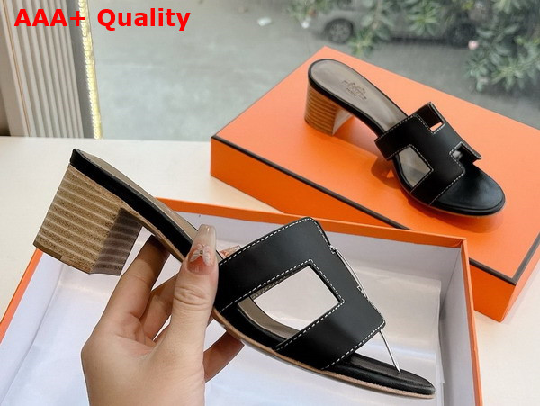Hermes Oasis Sandal in Noir Calfskin Replica