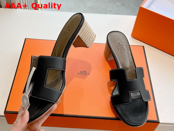 Hermes Oasis Sandal in Noir Calfskin Replica