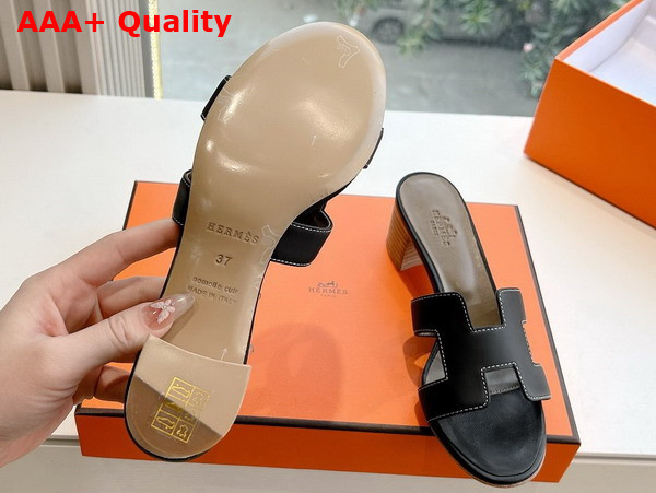 Hermes Oasis Sandal in Noir Calfskin Replica