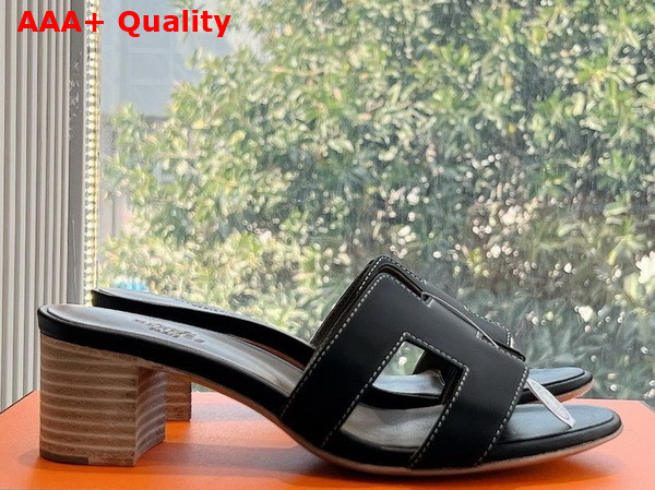 Hermes Oasis Sandal in Noir Calfskin Replica