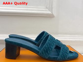 Hermes Oasis Sandal in Peacock Blue Braided Suede Goatskin Replica