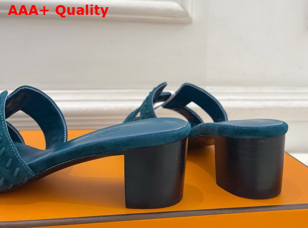 Hermes Oasis Sandal in Peacock Blue Braided Suede Goatskin Replica