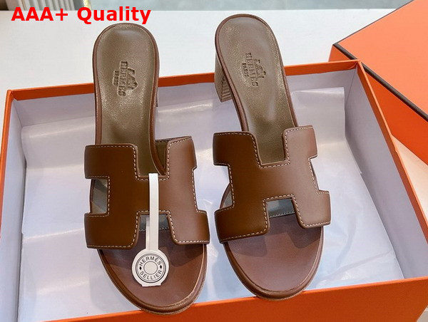 Hermes Oasis Sandal in Tan Calfskin Replica