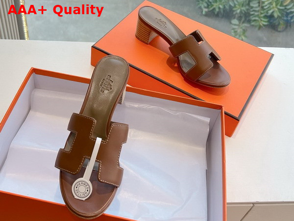 Hermes Oasis Sandal in Tan Calfskin Replica